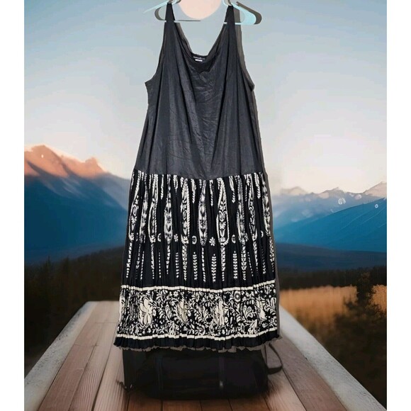 Positive Attitude Southwestern Mesh Maxi Dress Plus Size 18W Stretchy See Though - Picture 1 of 10